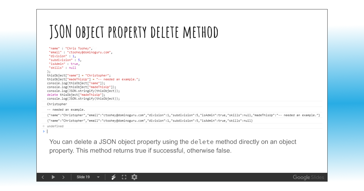 Course Unit Slidedeck: JSON Objects and Arrays - Intro to JavaScript